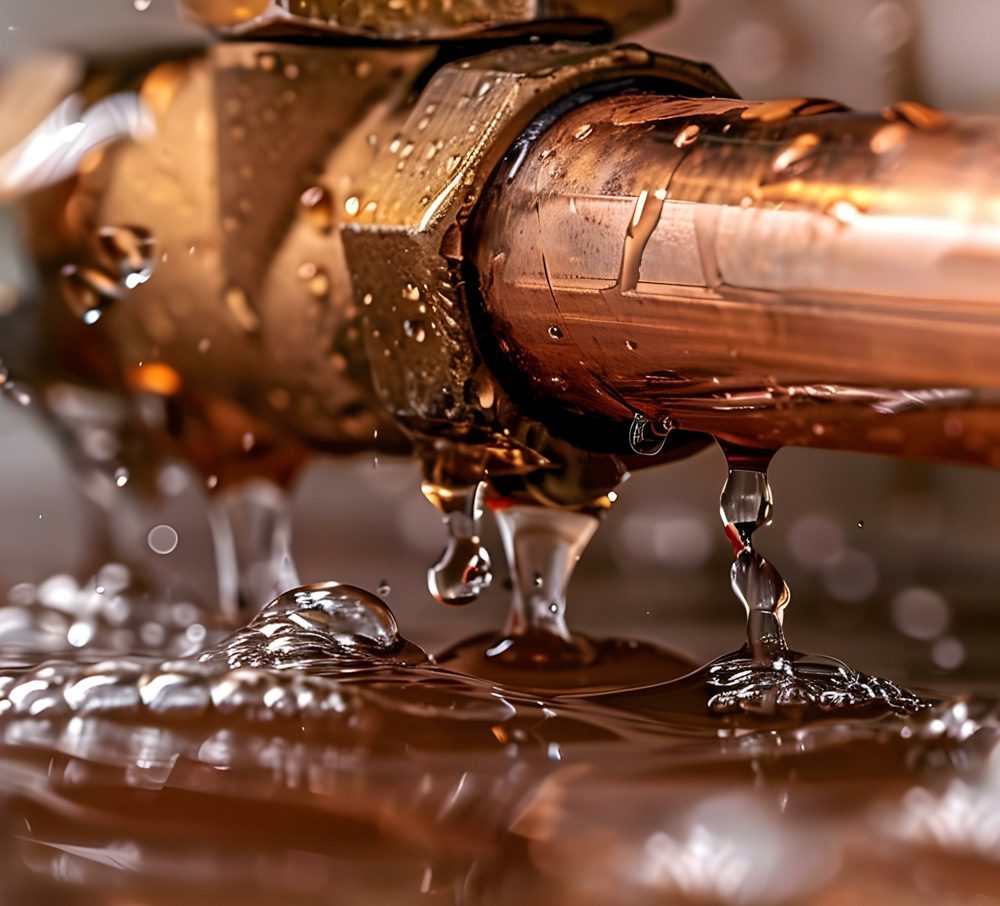 Water leak caused by old damaged heater. Concept Water Leak, Dam Emergency Plumbing Services